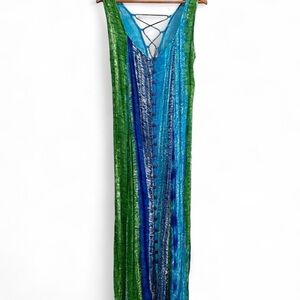 Boho tie dye lace up back sundress